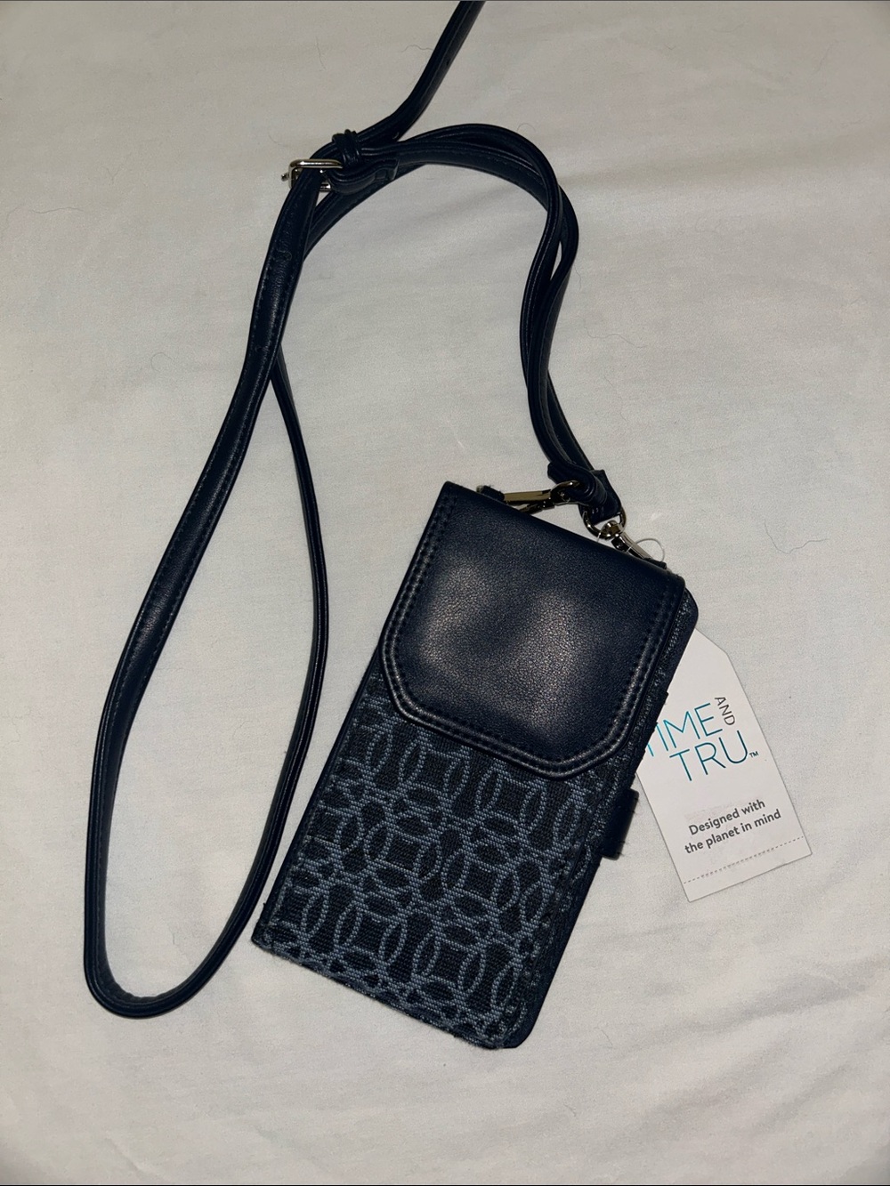 Time and Tru Navy Patterned Crossbody Phone Wallet